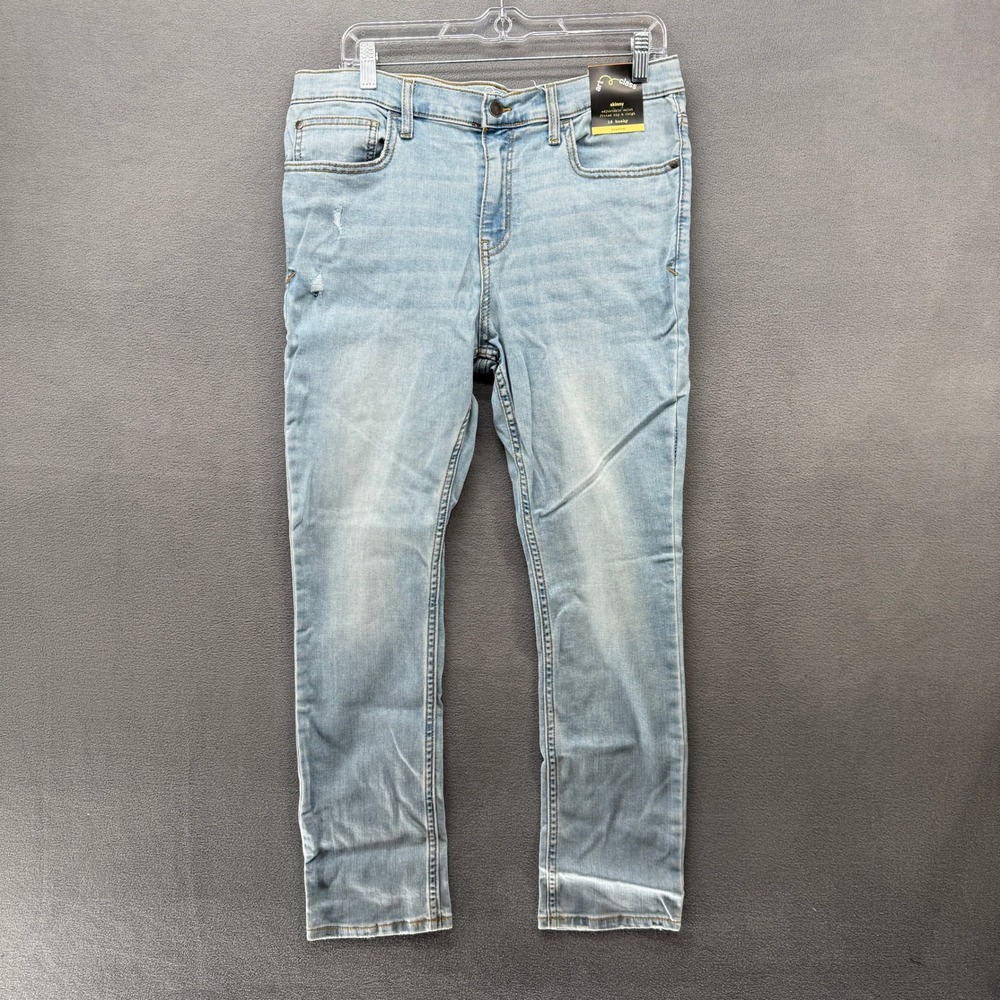 Art Class Boys Skinny Jeans 16 Husky Light Wash Distressed Adjustable Waist NWT